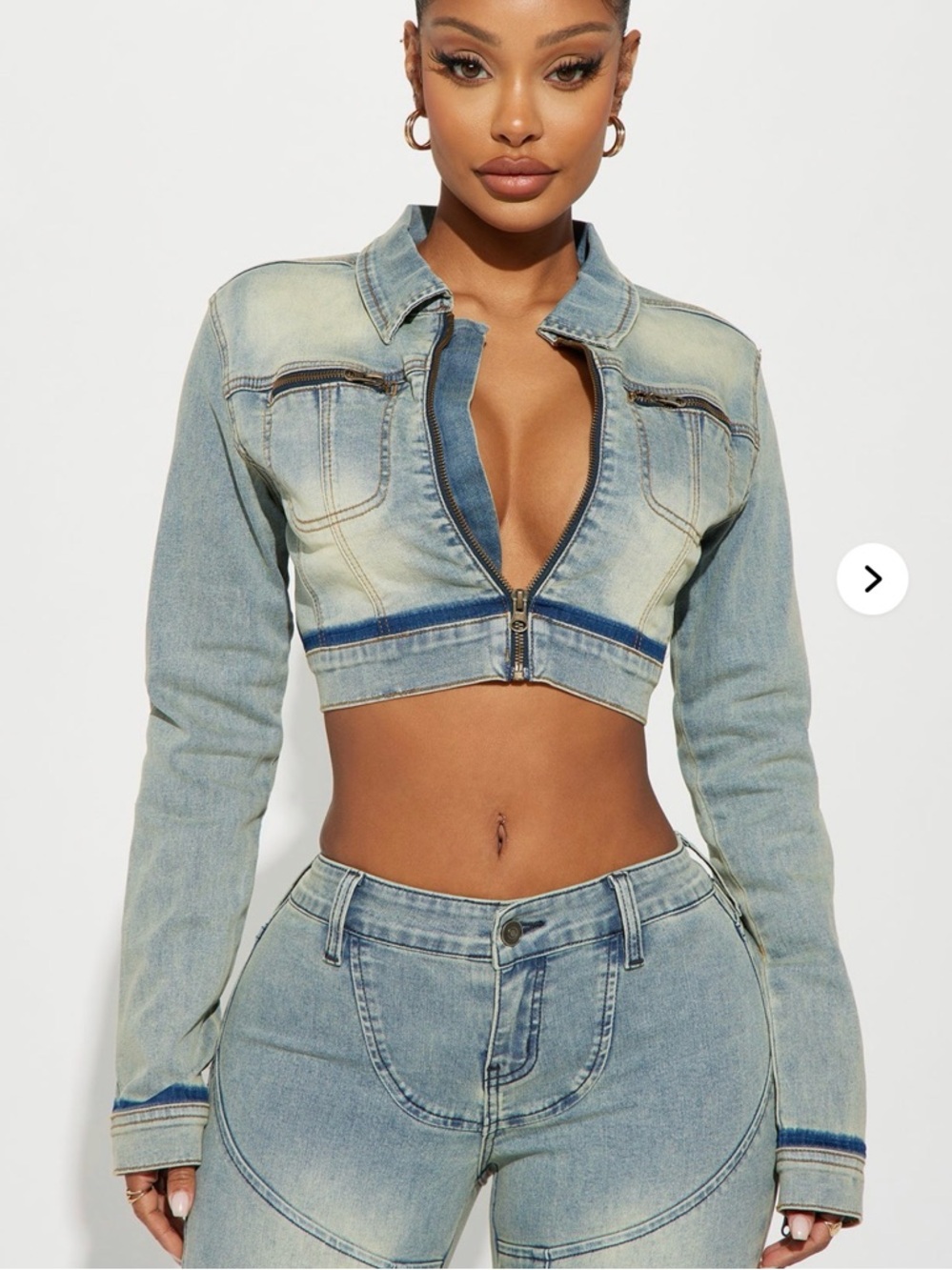 Fashion Nova Light Blue Denim Moto Jacket